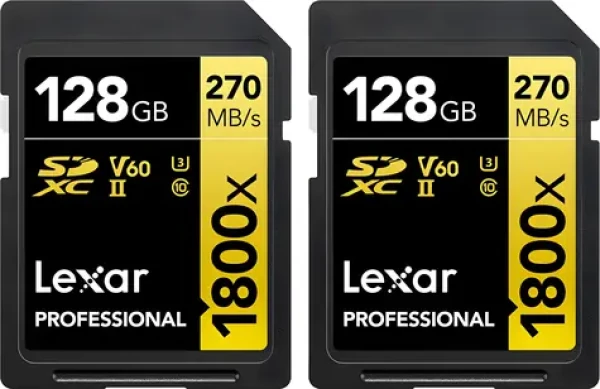 Lexar Professional 1800x SDXC 128GB (2ks) / Paměťová karta / čtení: 270 MB/s / zápis: 180 MB/s / UHS-II U3 / Class 10 (LSD1800128G-B2NNG)