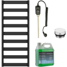 CERANO - Koupelnový elektrický radiátorový set Adriano - 600W - černá matná - 1200x500 mm CER-585424