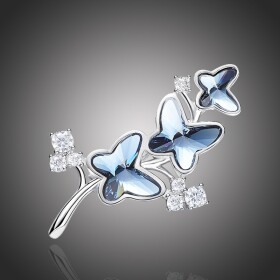 Brož Swarovski Elements Montanari - motýl, Tmavě modrá