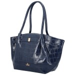 Luxusní dámská koženková kabelka na rameno Moiry, tmavě modrá