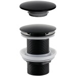 CERANO Umyvadlová výpusť - 5/4“ click-clack bez přepadu + kryt z litého mramoru - 10/60mm - černá matná