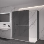 CERANO - Sprchová zástěna Walk-in Onyx T L/P - 10 mm - hranatá vzpěra + polička/držák na ručníky - chrom, grafitové sklo - 120x110x200 CER-8050BD9811