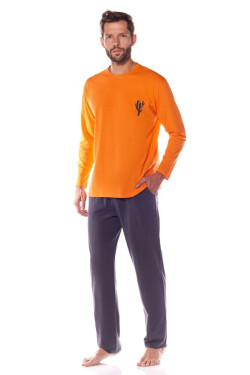 Pánské pyžamo Kamil oranžové kaktusem oranžová XXL