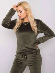 Dámská velurová plus size souprava khaki barvě (6085) odstíny zelené