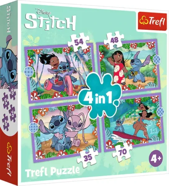 Trefl - Puzzle - LiloStitch: Bláznivý den 4v1