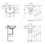 IDEAL STANDARD - i.Life A Umyvadlo 500x440 mm, s přepadem, otvor pro baterii, bílá T470701