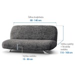 Bielastické potahy VITTORIA šedá dvojkřeslo s dřevěnými rukojeťmi (š. 80 - 140 cm)