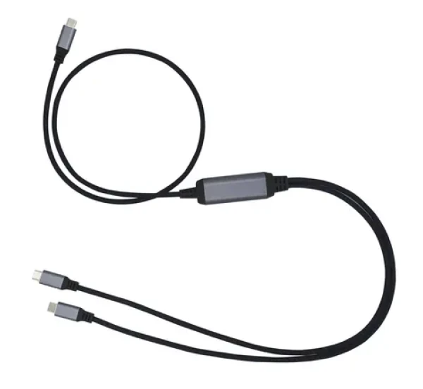 C-TECH USB-C Power Splitter černá / Rozdvojka napájení / PD 100W / 0,7 m + 2× 0,5 m (CB-USB-PDPS-1B)