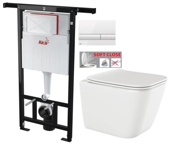 ALCA Předstěnový instalační systém s bílým tlačítkem M1710 + WC INVENA PAROS + SEDÁTKO AM102/1120 M1710 RO1