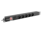 Lanberg PDU černá / Zásuvková lišta do racku / 1U / 19" / 5x zásuvka / 16 A / 2 m (PDU-05E-0200-BK)