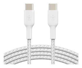 Belkin Opletený kabel USB-C - USB-C bílá / Kabel / 1 m / 2 ks v balení (CAB004BT1MWH2PK)
