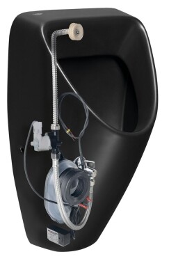 Bruckner - SCHWARN urinál s automatickým splachovačem 6V DC, zadní přívod, zadní odpad, černá matná 201.722.6