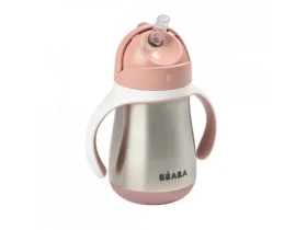 Beaba Hrnek termoizolační s brčkem nerez 250ml růžová (913482BB)