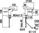 Laufen - Kartell Umyvadlová páková baterie Disc, s výpustí, chrom/čirá H3113310041111