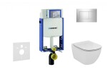 GEBERIT - Kombifix Modul pro závěsné WC s tlačítkem Sigma30, lesklý chrom/chrom mat + Ideal Standard Tesi - WC a sedátko, Aquablade, SoftClose 110.302.00.5 NU6