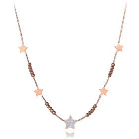 Ocelový náhrdelník se zirkony Alaina - chirurgická ocel, hvězda, Zlatá 40 cm + 5 cm (prodloužení)