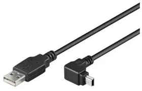 MicroConnect kabel USB2.0 A (M) - miniUSB B (M) zahnutý 90° 2m černá / 480Mbit/s (USBAMB52A)