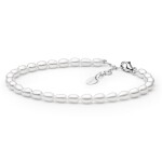 Perlový náramek Tália - stříbro 925/1000, 4.5-5.5 mm říční perla, 18 cm + 3 cm (prodloužení) Bílá