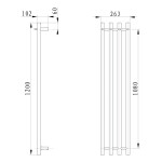 SAPHO - PAPINADO elektrický sušák ručníků 263x1200, 85W, černá mat ER350