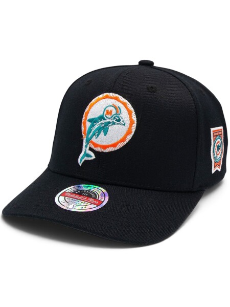 Mitchell & Ness Pánská kšiltovka Miami Dolphins NFL Black Out Sidepatch Classic Red Stretch-Snap