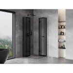 MEXEN/S - Mist-F Duo sprchový kout skládací dveře 75 x 75, černá okraj, černá 8A6-075L-075P-70-70