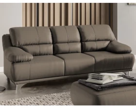 Trojmístná pohovka Maranello, hnědo-béžová kůže