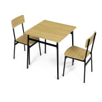 Jídelní set (1+2), MDF dekor divoký dub, čtyřnohá kovová podnož, černý matný lak