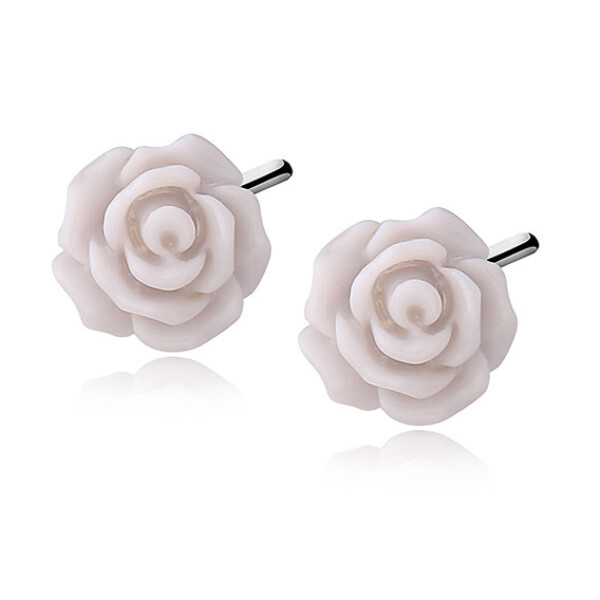 LUNICA Stříbrné náušnice ŠEDÝ KVĚT 0039 Ag 925; ≤0,6 g.