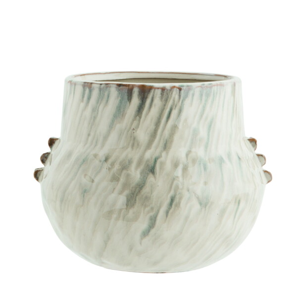 MADAM STOLTZ Keramický obal na květiny Off White 21 cm, krémová barva, keramika