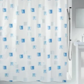 Spirella MILANO sprchový závěs motiv čtverců 180 x 200 cm bílo-modrý / polyester (7610583011879)