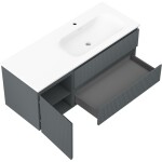 MEXEN/S - Rivel koupelnová skříňka 120 cm s umyvadlem Vela pravá, 2S, 1D, reliéf, grafit/bílá mat 91A23-12047-3-BBFFF66-W23P01