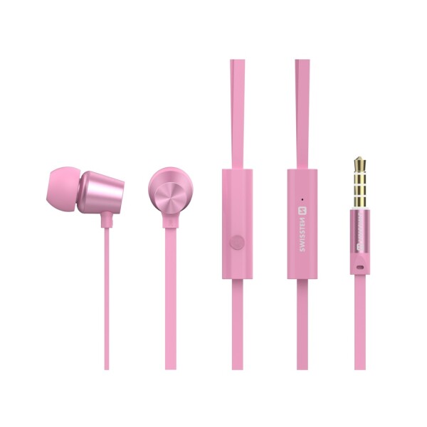 SWISSTEN Earbuds Dynamic YS-500 růžová / Sluchátka s mikrofonem / 3.5mm Jack / 1.2m (51107004)