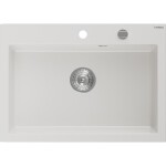 MEXEN - Elix granitový dřez 1-miska 700 x 500 mm, bílá, sifon chrom 6526701005-20