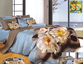 Luxusní povlečení 3D v modré barvě s potiskem bílé gerbery Šířka: 160 cm | Délka: 200 cm 2ks 70x80 cm (standard zdarma) Šířka: 160 cm | Délka: 200 cm