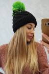 Fleecová čepice Ilona K218 černá+zelená UNI