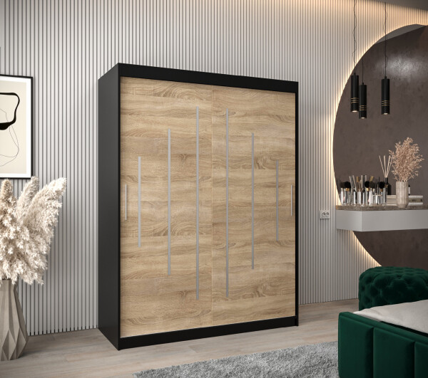 Šatní skříň Abi Y0 Barva korpusu: Černá, Rozměry: 150 cm, Dveře: Dub sonoma