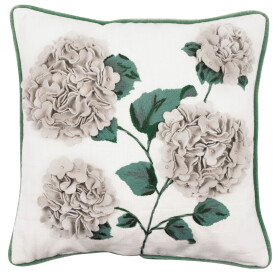 GREEN GATE Vyšívaný povlak na polštář s aplikací Velvet Liliana White 40 × 40 cm, zelená barva, textil