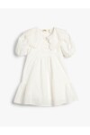 Koton Dress With Wide Baby Collar Elasticated Short Balloon Sleeves Cotton
