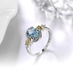Prsten Swarovski Elements Santini Luxus Elegance srdíčko, Světle modrá