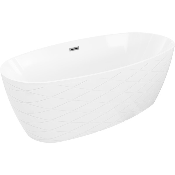 MEXEN/S - Olea volně stojící vana vzor 170 x 80, bílá, sifon a přepad grafit kartáčovaná 52821708000-66