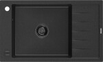 MEXEN/S - Elias granitový dřez 1 s odkapávačem 795 x 480 mm, černá/stříbrný metalik, + sifon grafit 6511791005-73-B