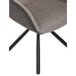 Židle jídelní, béžová látka a tmavě šedá látka v dekoru vintage kůže, černý kov, otočná P90°+ L90° s vratným mechanismem