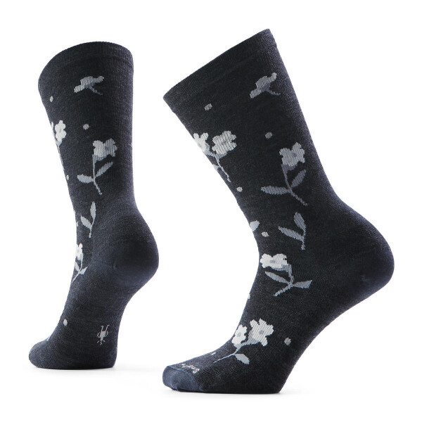 Dámské merino městské ponožky SMARTWOOL Women's Everyday Garden Gala Crew Socks, Charcoal velikost: 34-37 (S)