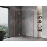MEXEN/S - Mist-H L Duo sprchový kout dveře křídlové 90 x 85, transparent, měď kartáčovaná 8A5L-090L-085P-65-00