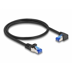 Delock 80221 RJ45 síťové kabely, propojovací kabely CAT 6A S/FTP 0.50 m černá 90° zatočeno doprava 1 ks