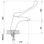 AQUALINE - KASIOPEA stojánková umyvadlová baterie, lékařská páka, chrom 1107-44