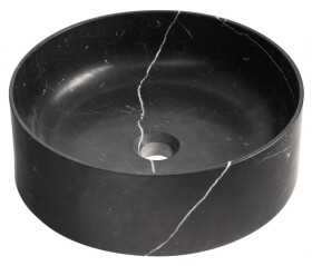 SAPHO - BLOK kamenné umyvadlo na desku, Ø 40cm, matný černý Marquin 2401-52