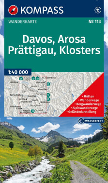 Davos, Arosa, Prättigau, Klosters 1:40 000 / turistická mapa KOMPASS 113