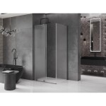 MEXEN/S - Velar L sprchový kout, posuvné dveře 120 x 85, dekor, grafit kartáčovaná 871-120-085-33-66