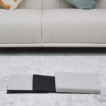 Taburet s úložným prostorem, krémová manšestrová látka